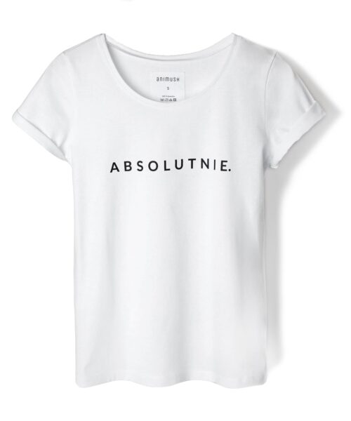 animush t-shirt biały z nadrukiem absolutnie