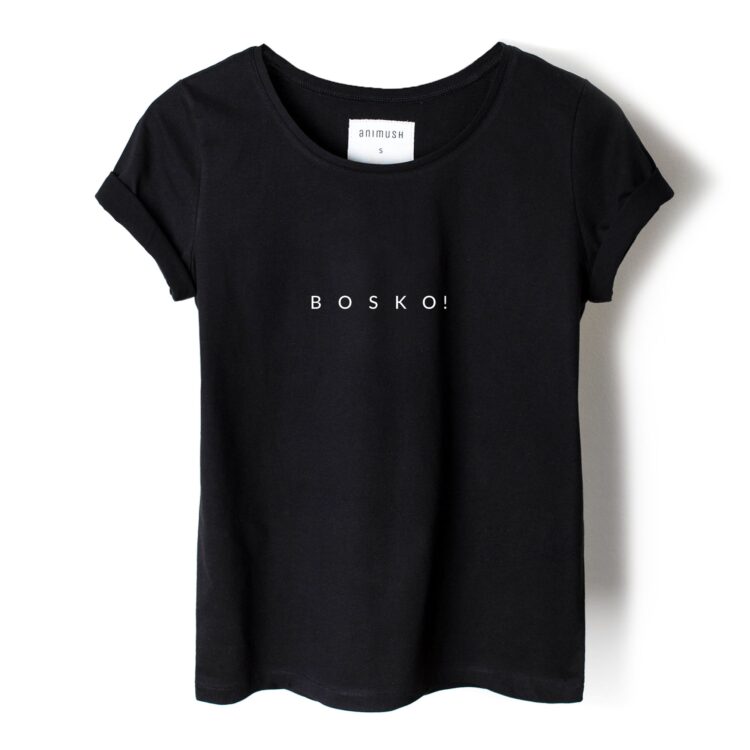animush t-shirt czarny z nadrukiem bosko
