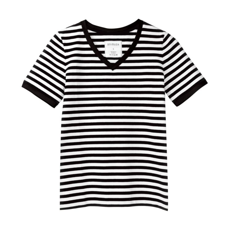 animush t-shirt ringer w paski lamówka czarna