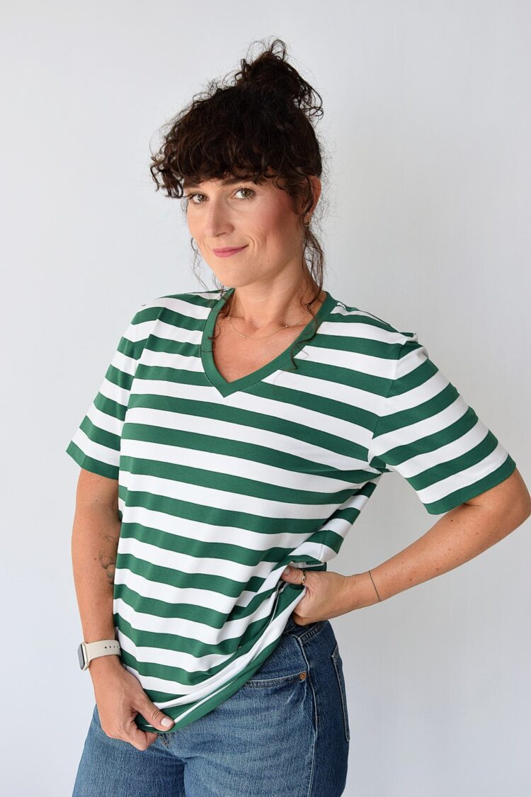animush t-shirt oversize w zielone paski