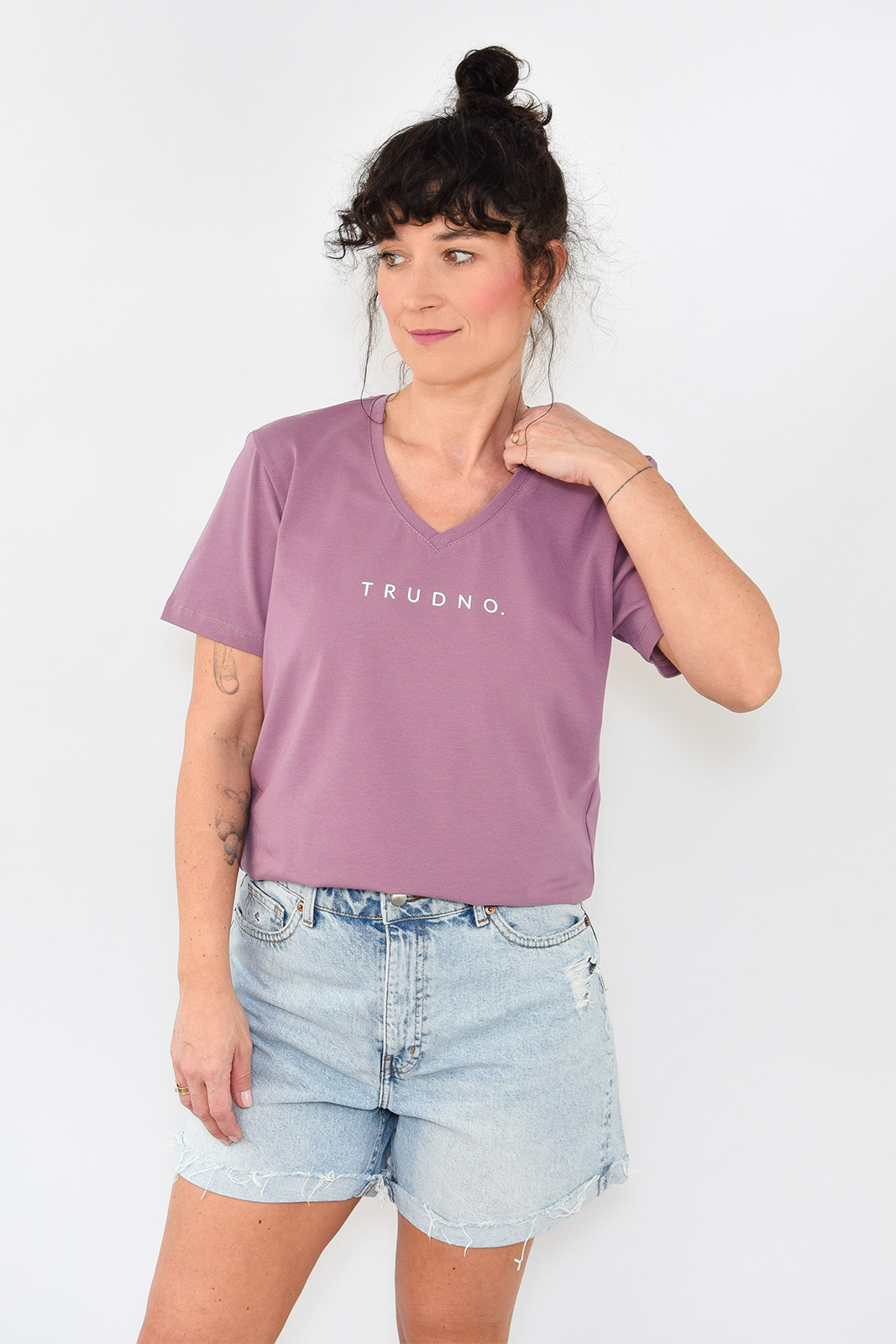 T-shirt oversize wrzosowy TRUDNO.