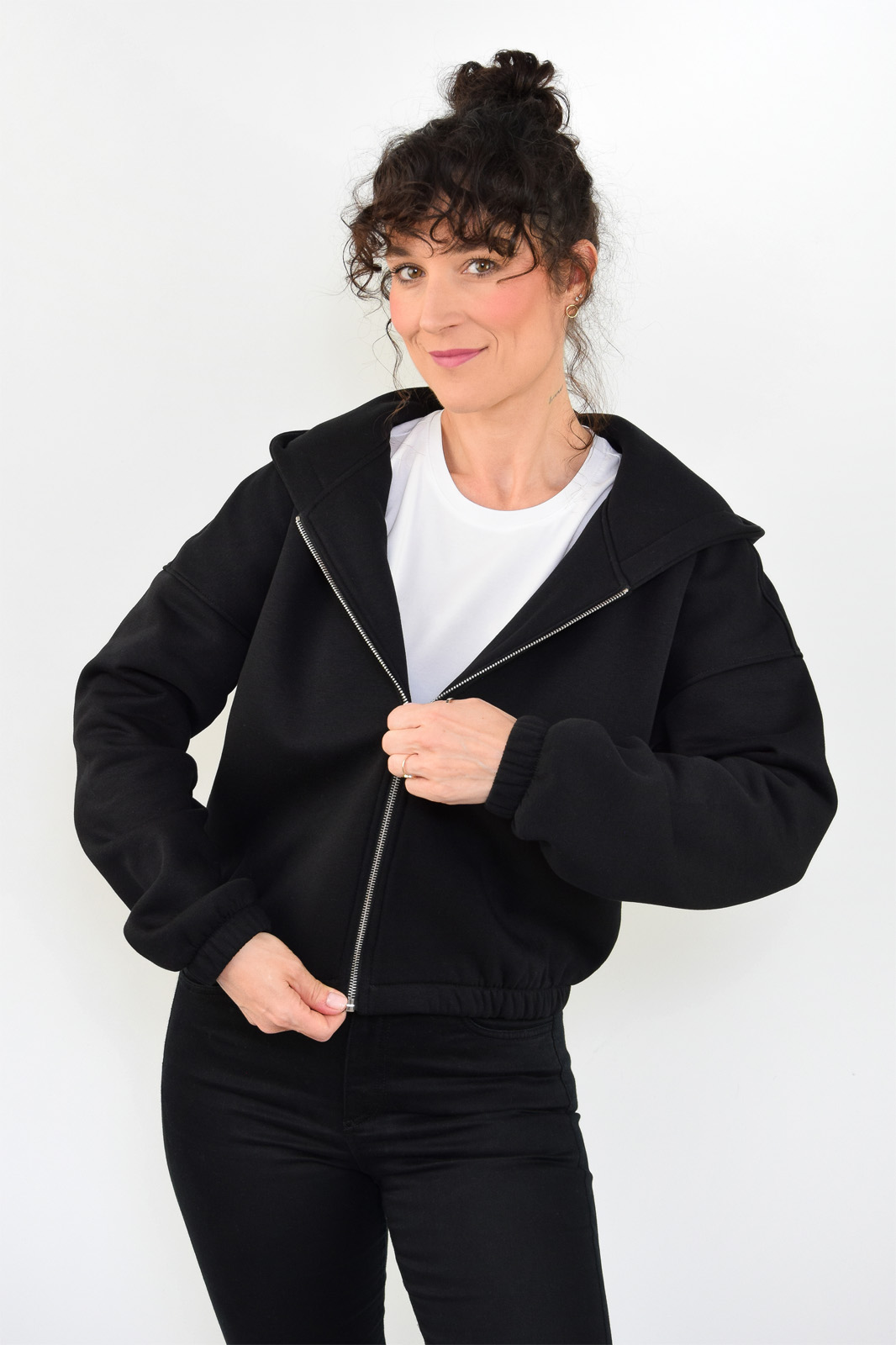 animush bluza zip short czarna