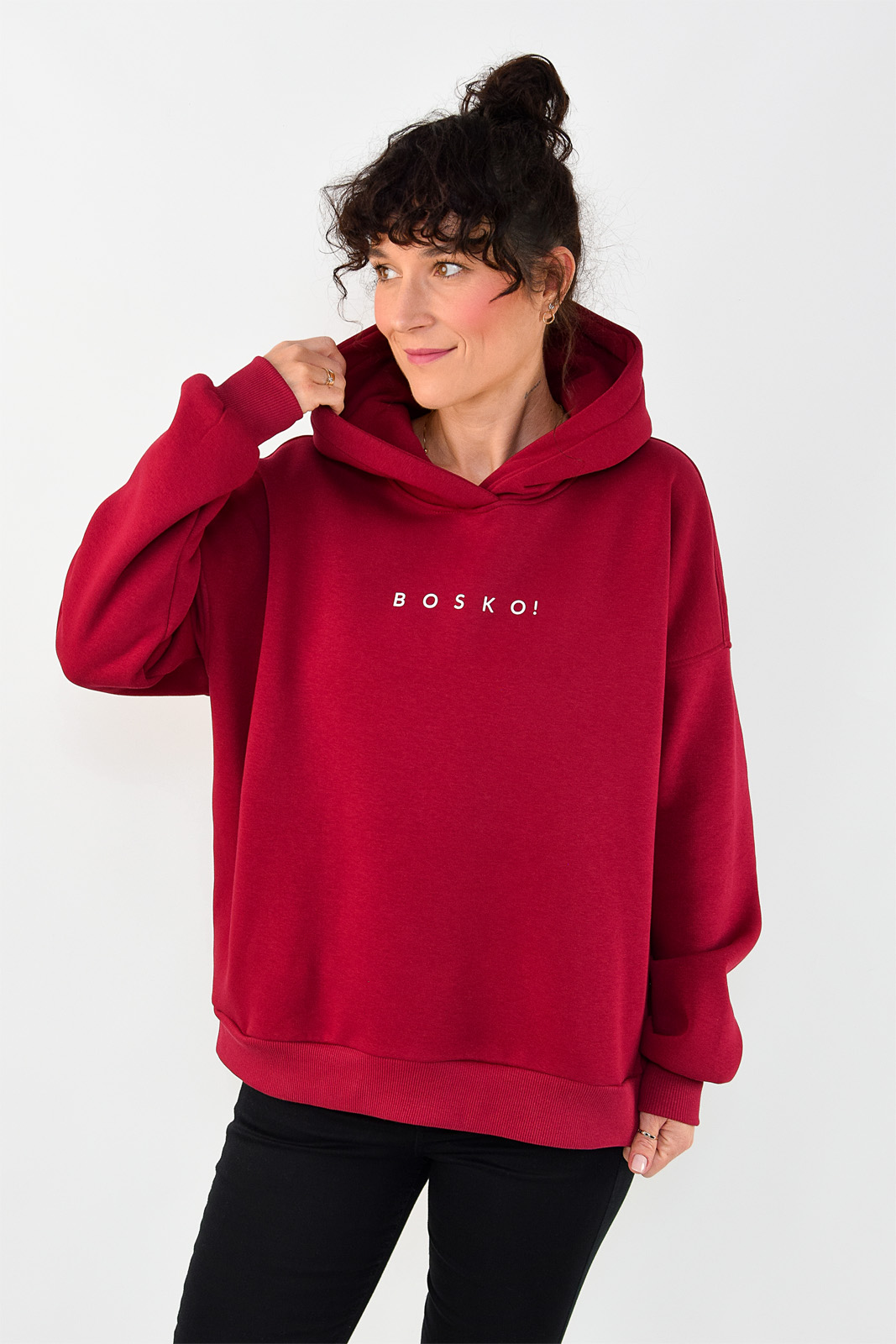 animush bluza hoodie bordowa bosko