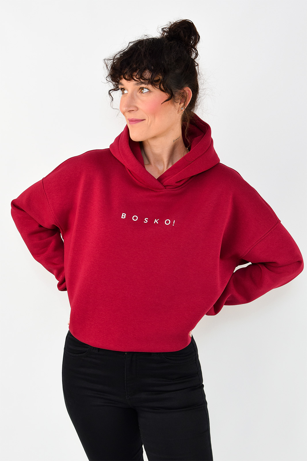 animush bluza hoodie bordowa bosko