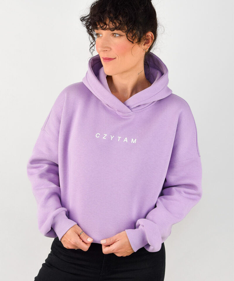 animush bluza hoodie liliowa czytam