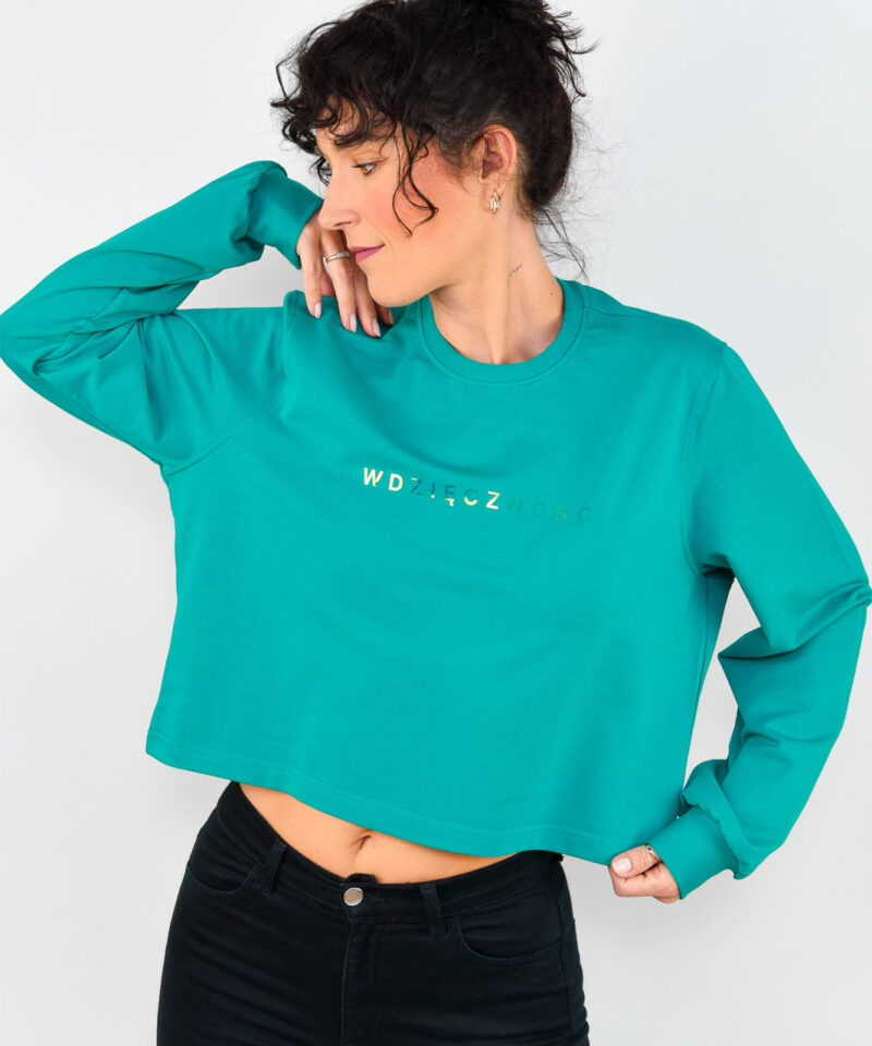 animush bluza crop szmaragdowa wdzięczność