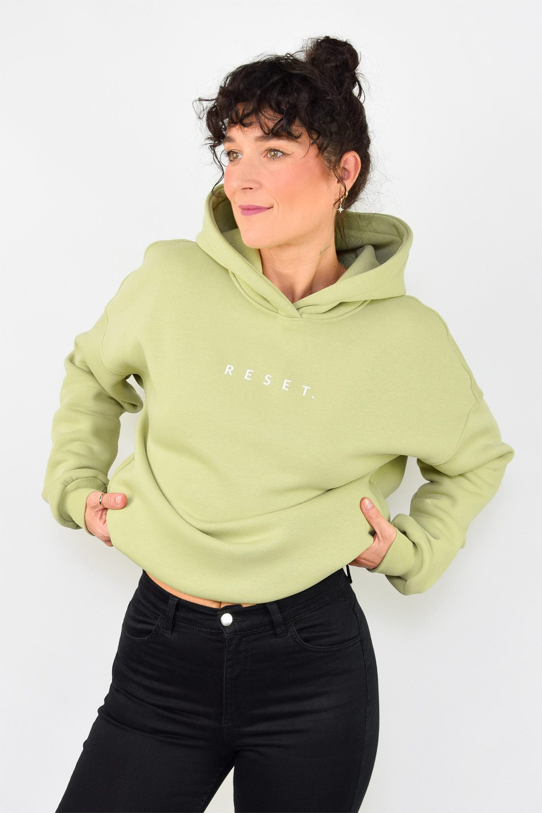 animush bluza hoodie pistacjowa reset